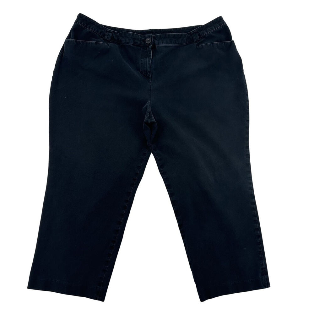 Lane Bryant Black Cropped Pants Short Cotton Stretch Capri Trousers Womens 26